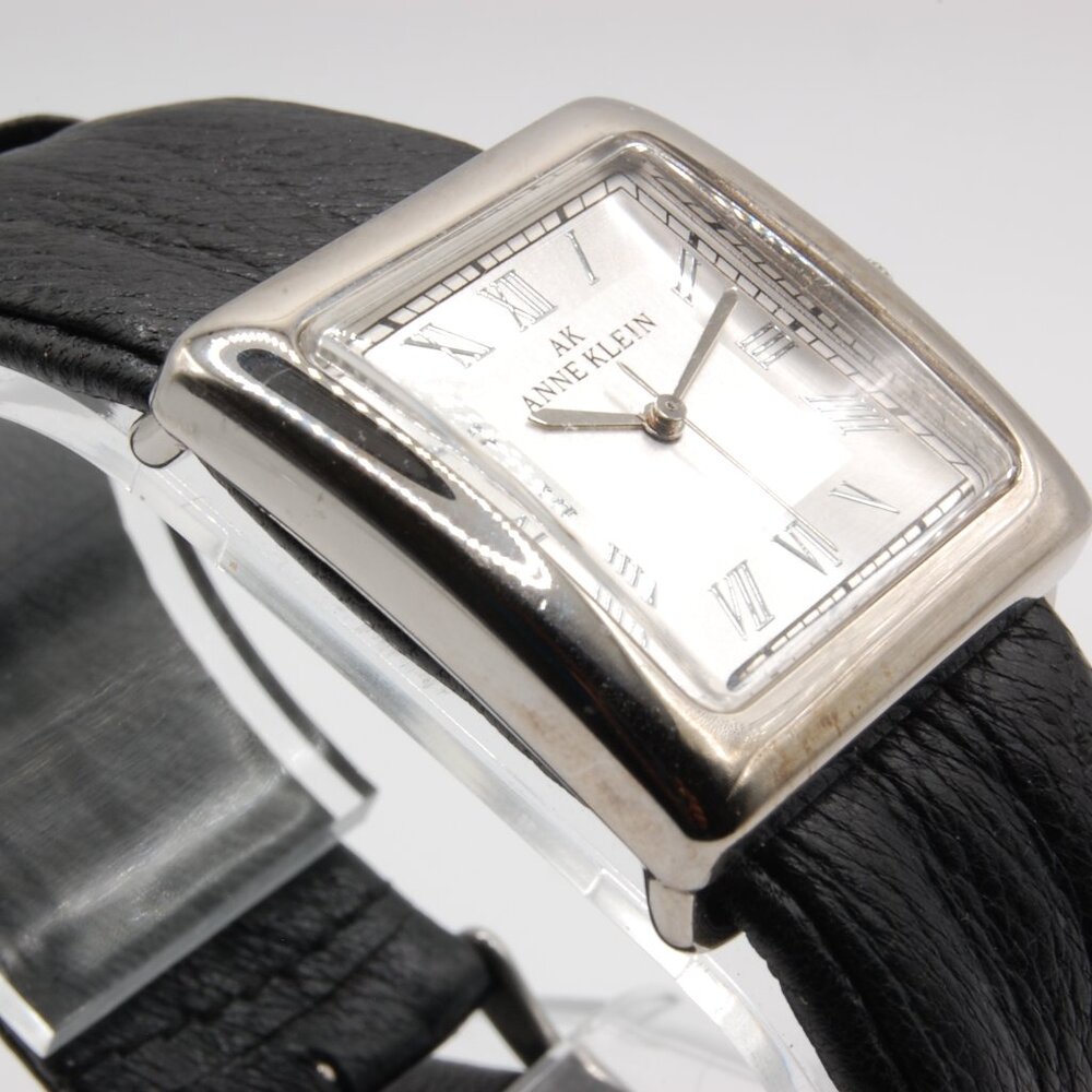 Anne Klein Silver Women's Quartz Watch w/ Black Leather Strap 10/6603 - Picture 3 of 5